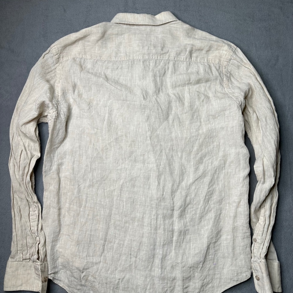 Joseph Abboud Button Down Shirt Mens XL Beige 100% Linen Long Sleeve Pocket - Picture 8 of 10
